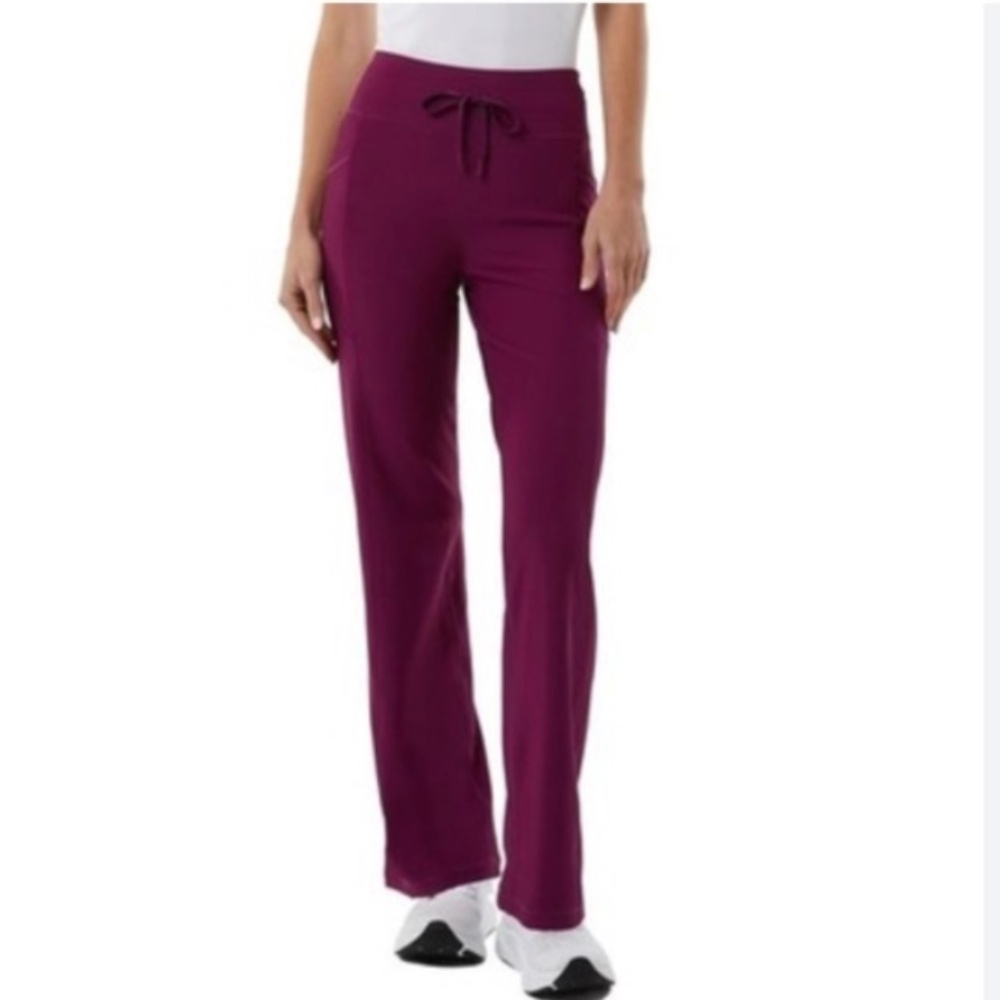 32 Degrees Women's  Mid-Rise Drawstring Waist Stretch Flare Pant Purple Sz M